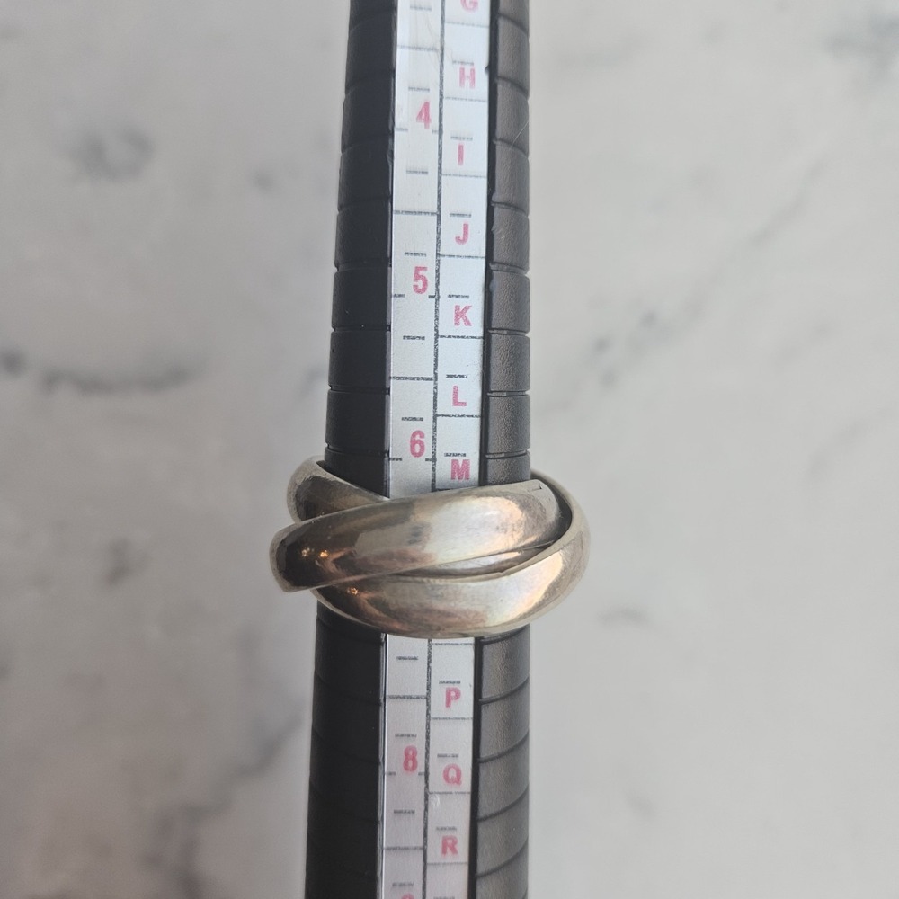 Vintage 925 Sterling Silver Triple Interlocked Trinity Wide Band Ring Size 6.5-7 - Picture 6 of 7